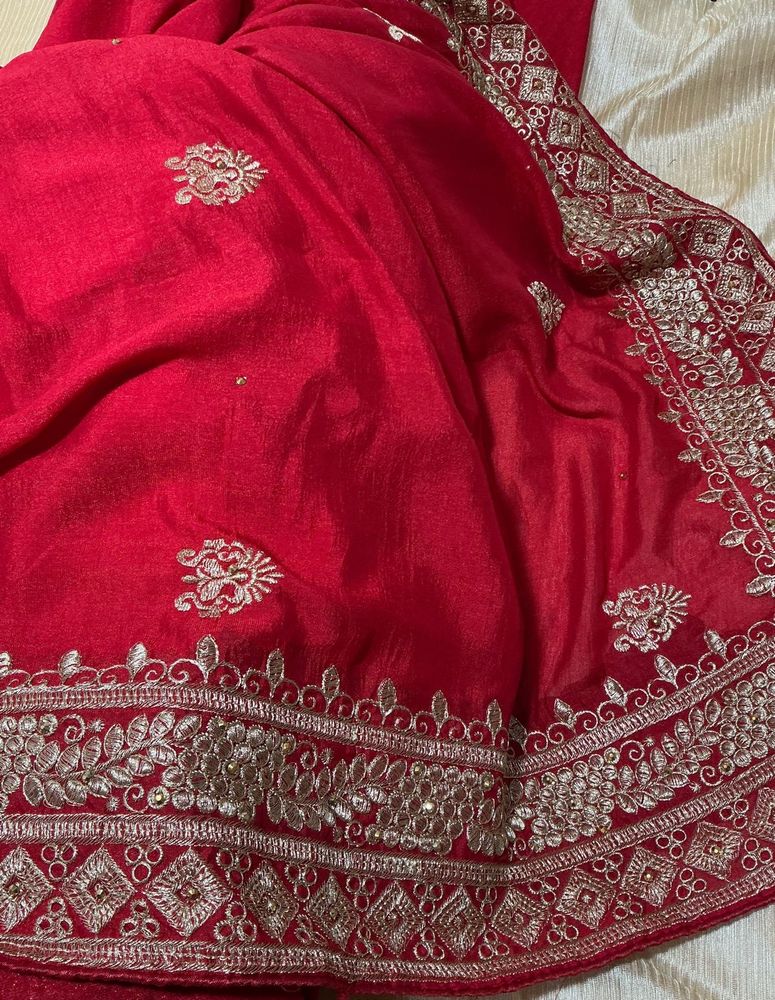 Heavy Red wedding wear saree
