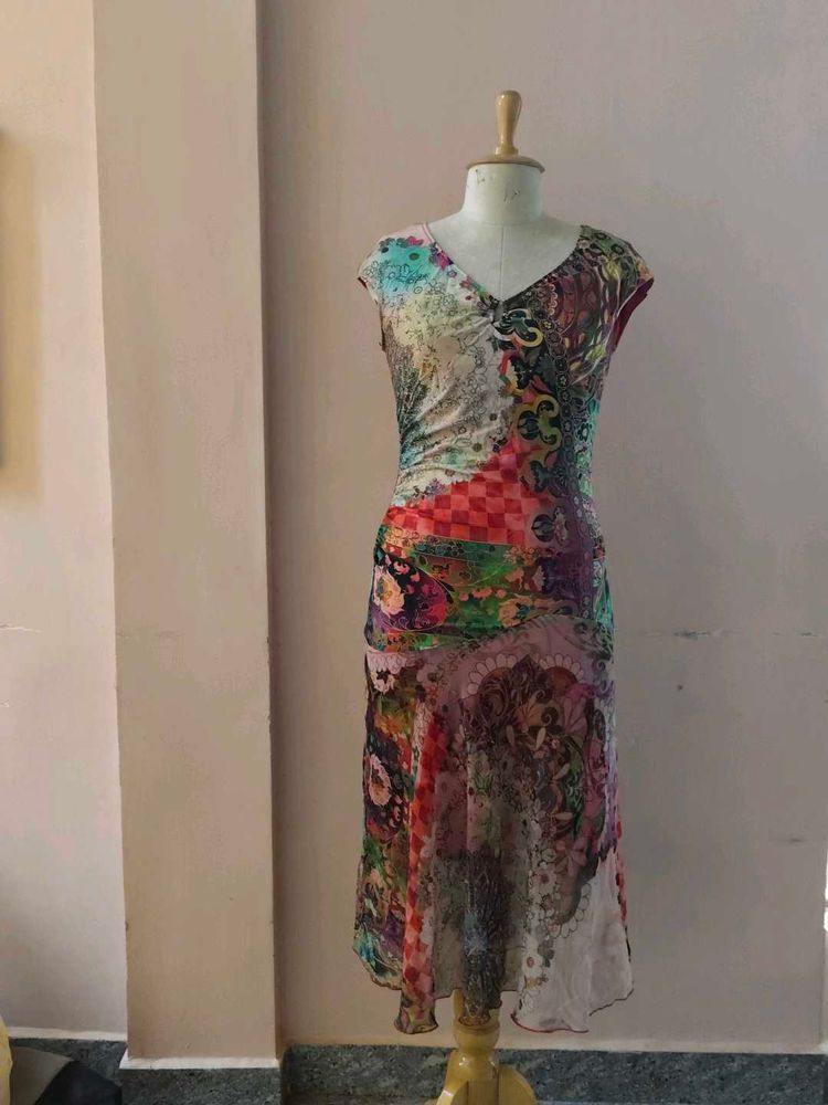 Colorful Printed Midi Dress