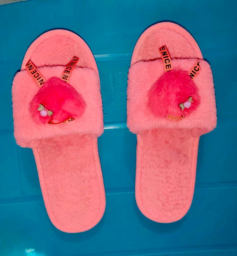 Rose Pink Soft Home Slippers