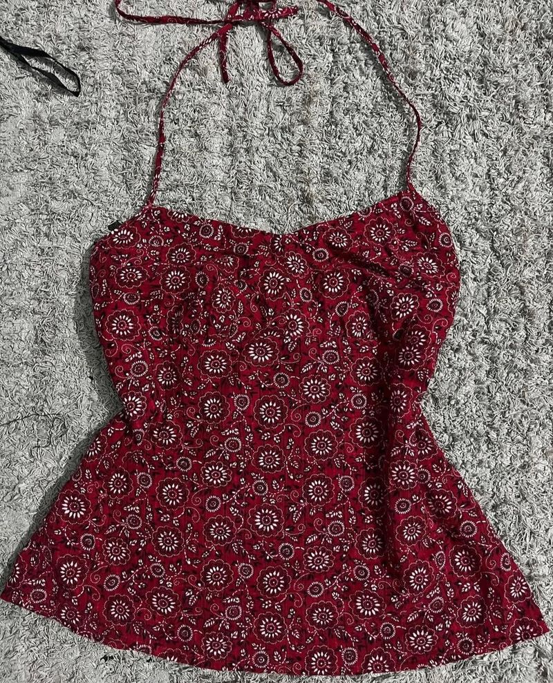 Ann Taylor LOFT petites Red Bandana Halter Top