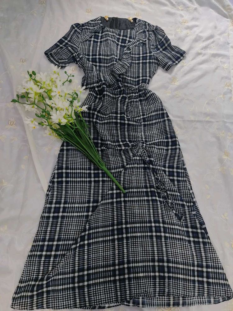 Gingham Dark Blue Dress