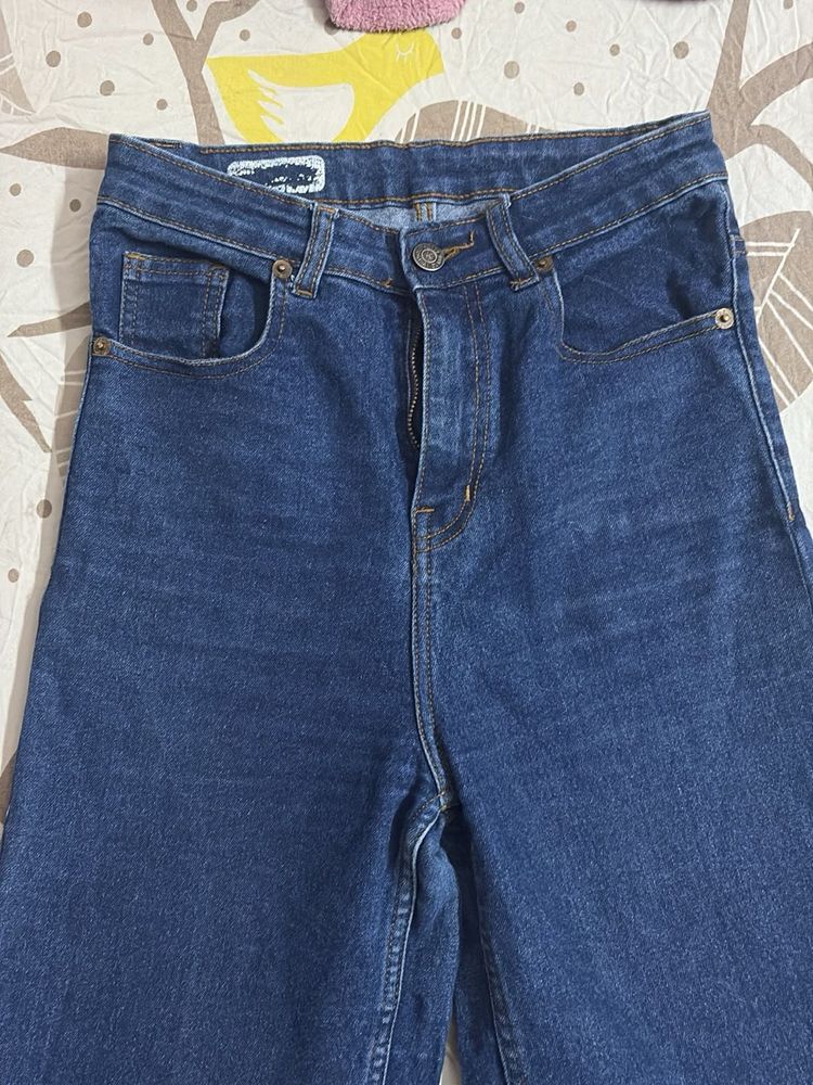 Dark Wash High Waist Straight Leg Denim Jeans