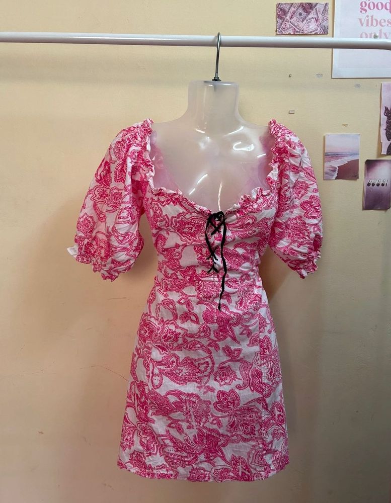 Pink Floral Mini Dress