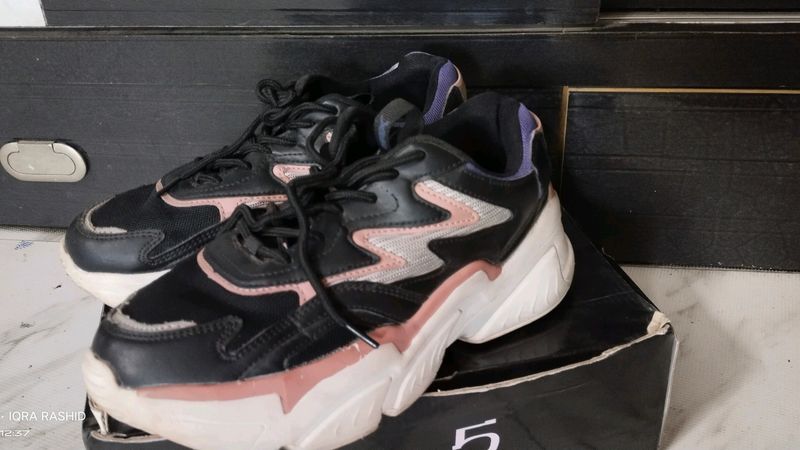 HRX Black Chunky Sneakers