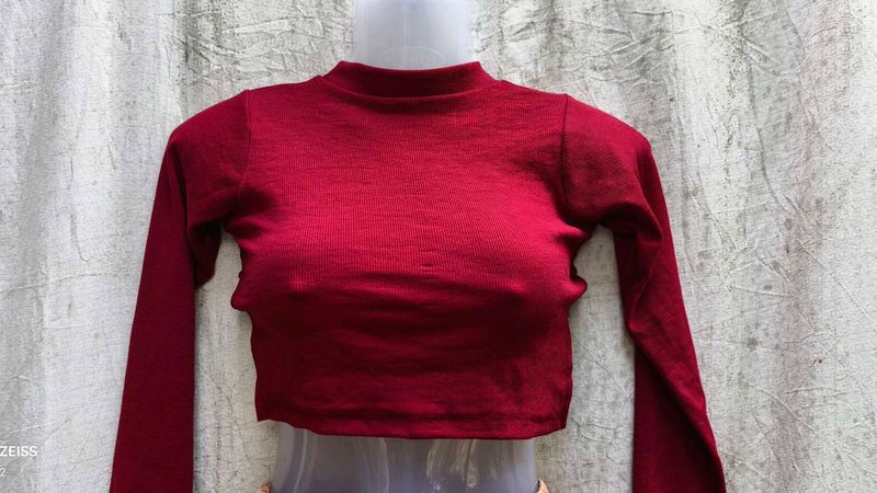 Maroon Crop Top