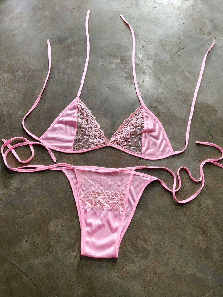 Pink Lace Lingerie Set