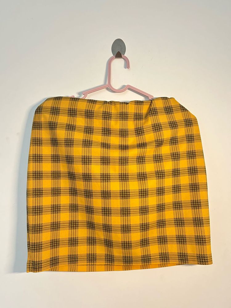 Yellow Plaid Mini Skirt