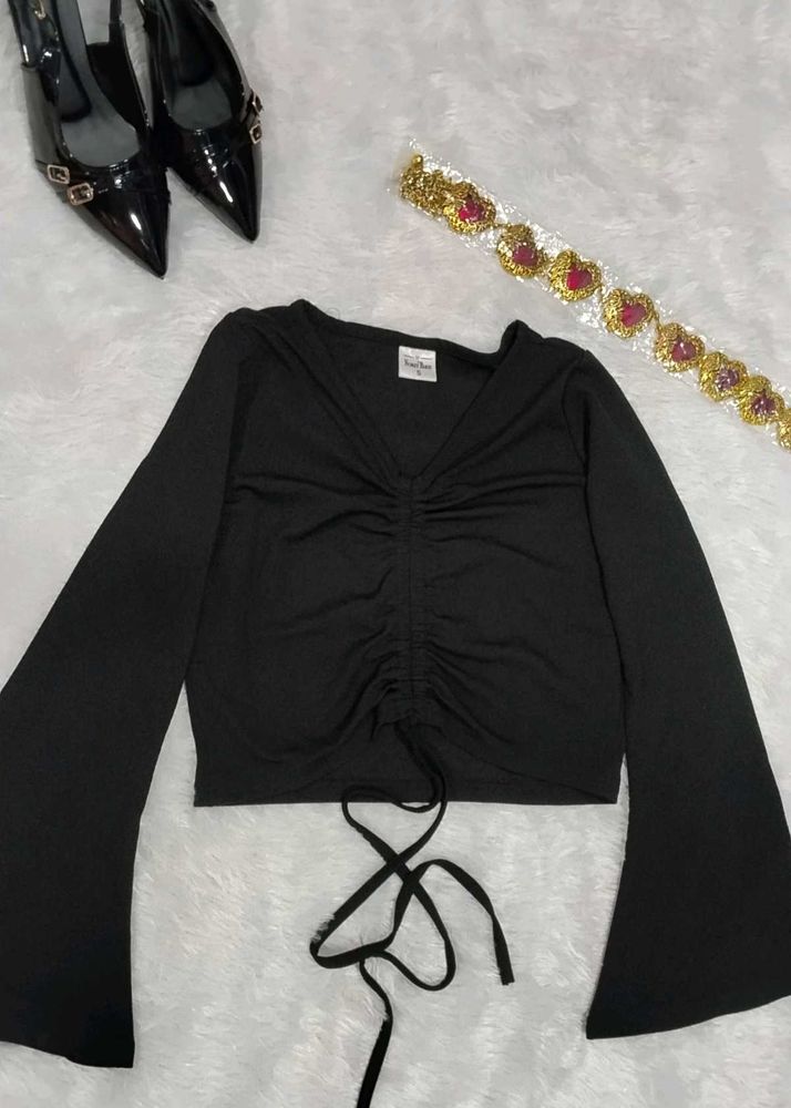 Bell Sleeve Black Top