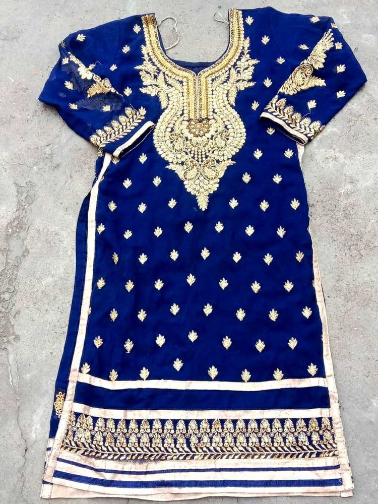 Elegant Blue Embroidered Suit