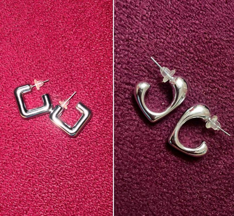 Silver Tone Geometric Earrings