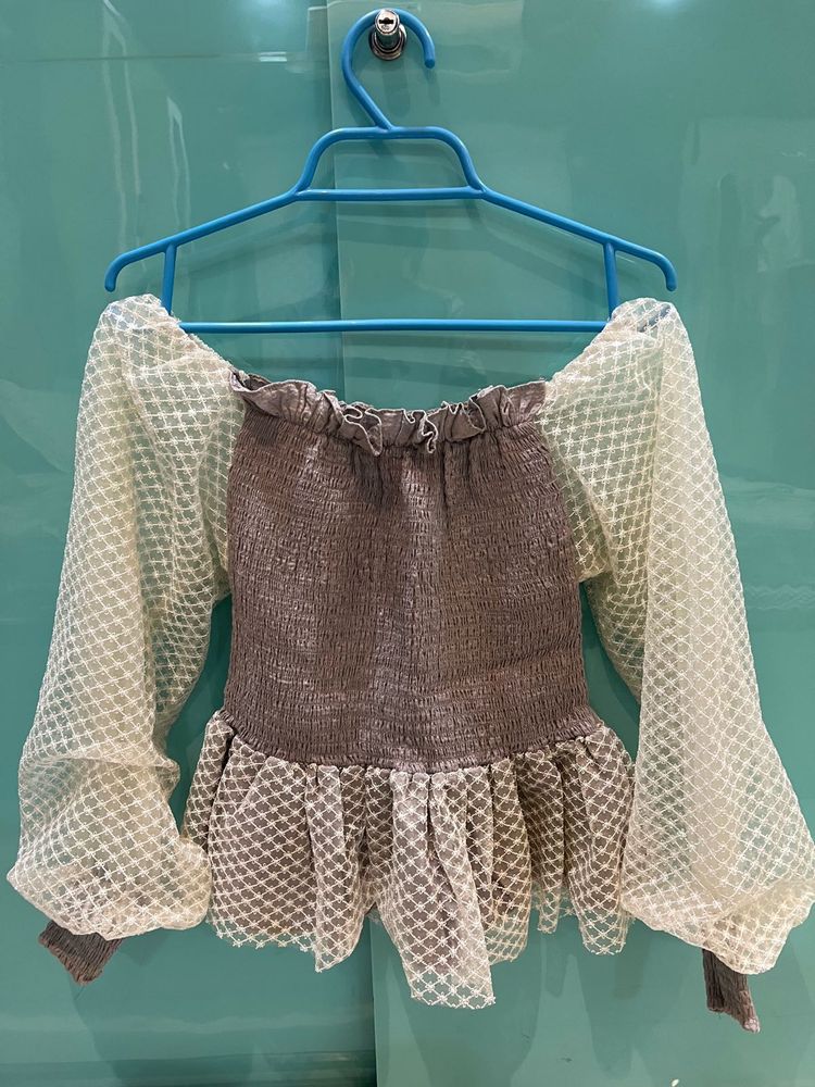 Stylish Off-Shoulder Mesh Top