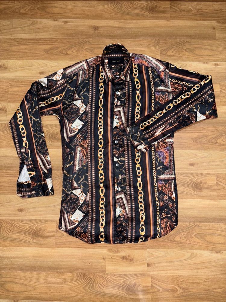 ZARA MAN Chain Link Print Long Sleeve Shirt