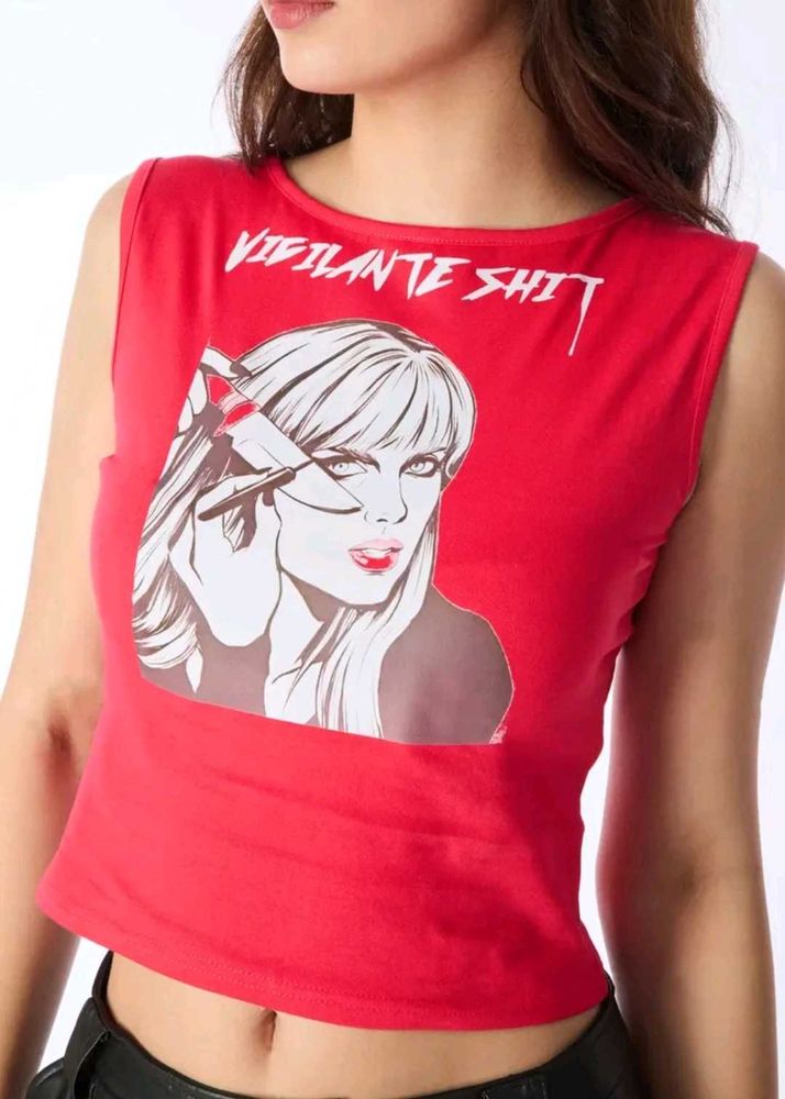New me red graphic tank top