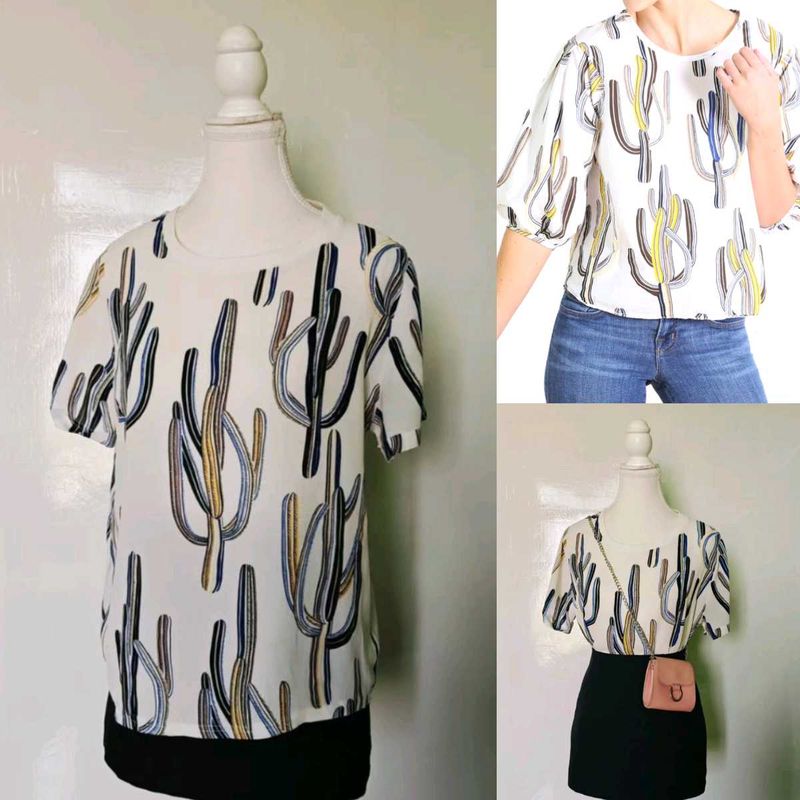 Chic Cactus Print Blouse