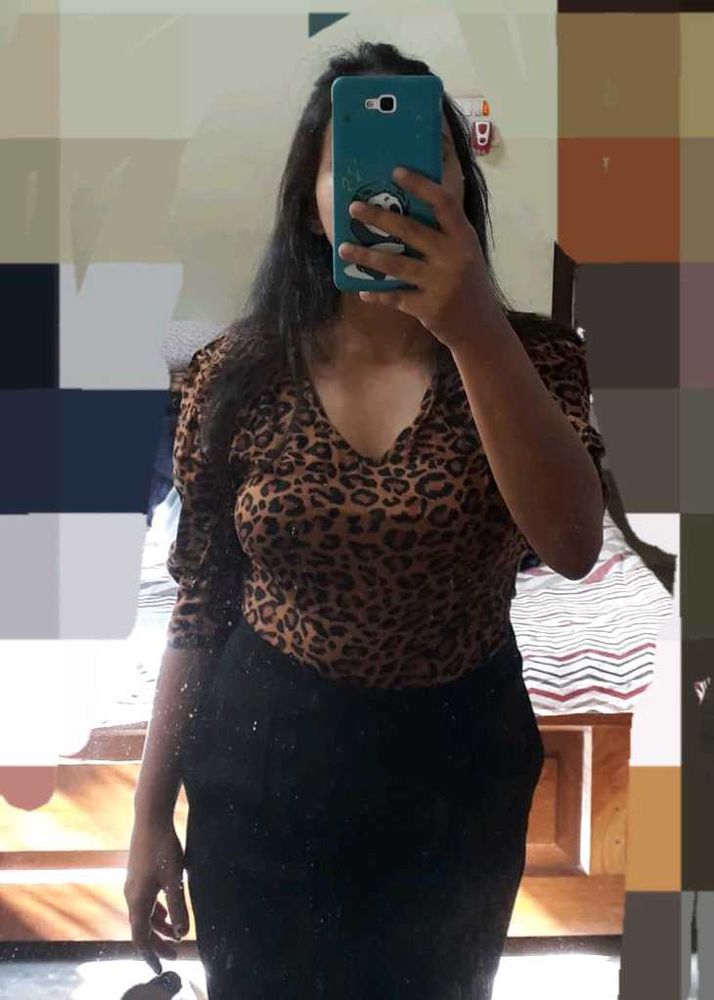 Leopard Print Blouse - Size S