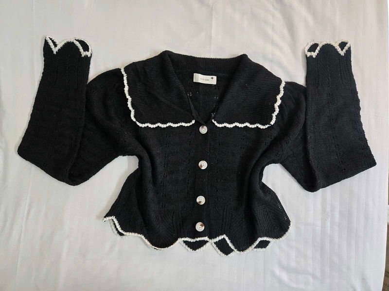 Cute Black Knit Cardigan fits S/M