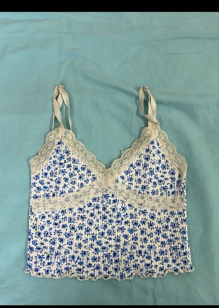 Floral Lace Trim Cami Top