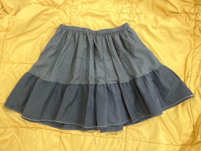 Blue Tiered Ruffle Mini Skort