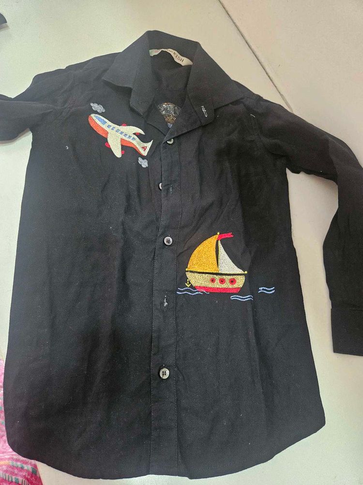 Cotton Silk Party Wear Kids Shirt