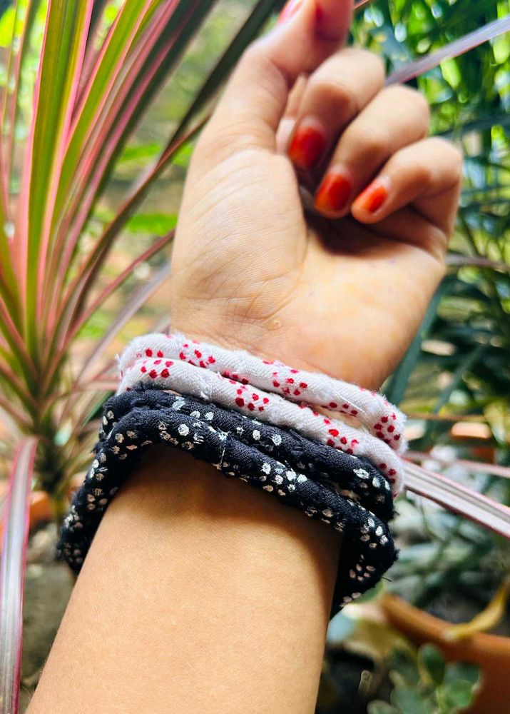Handmade Fabric Silk Thread Kundan Bangles