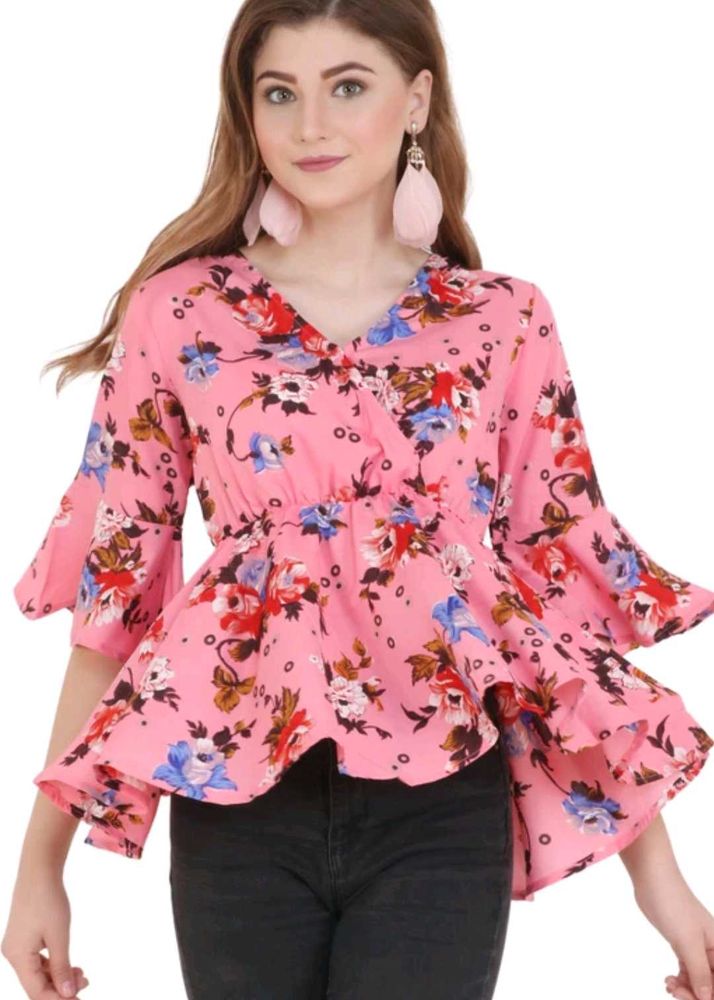 Branded Pink Floral Wrap Top