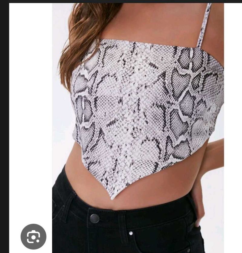 Snakeskin Print Crop Top