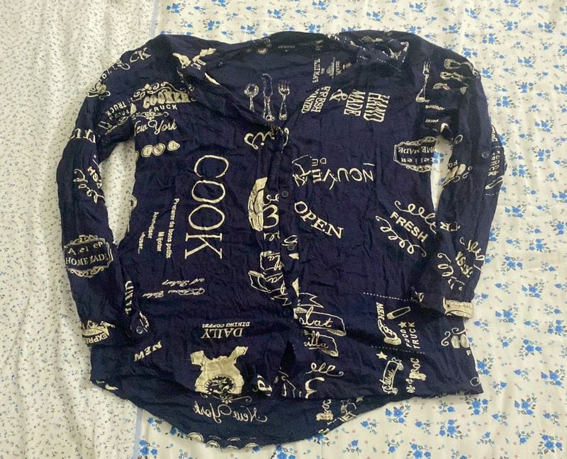 Printed Navy Blue Shirt
