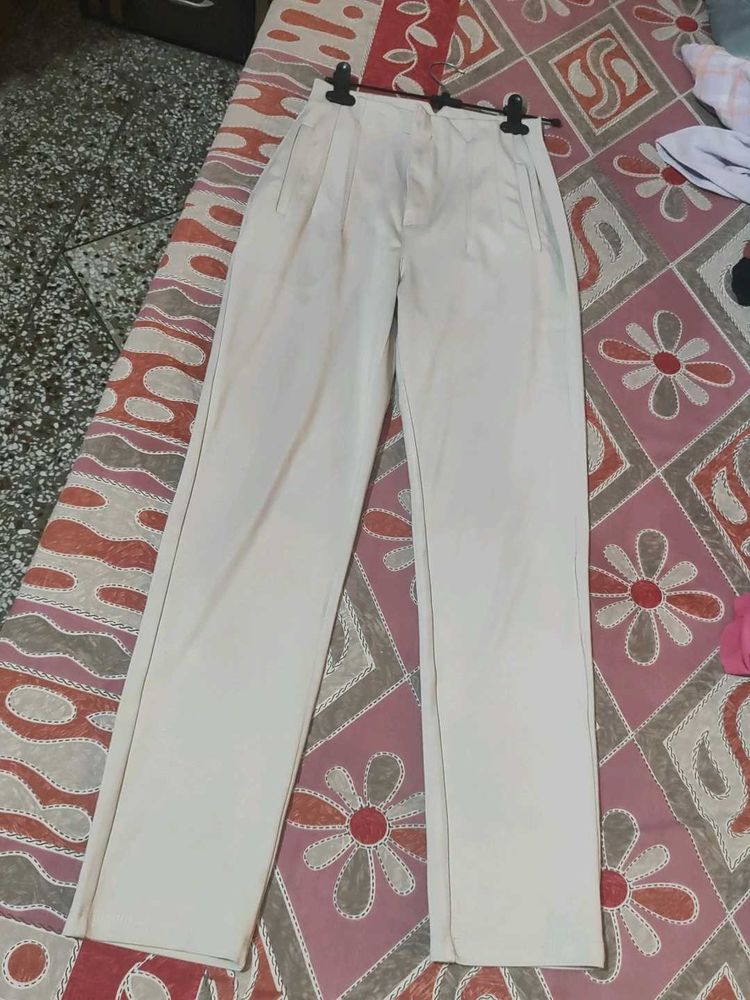 Beige Straight Leg Pants