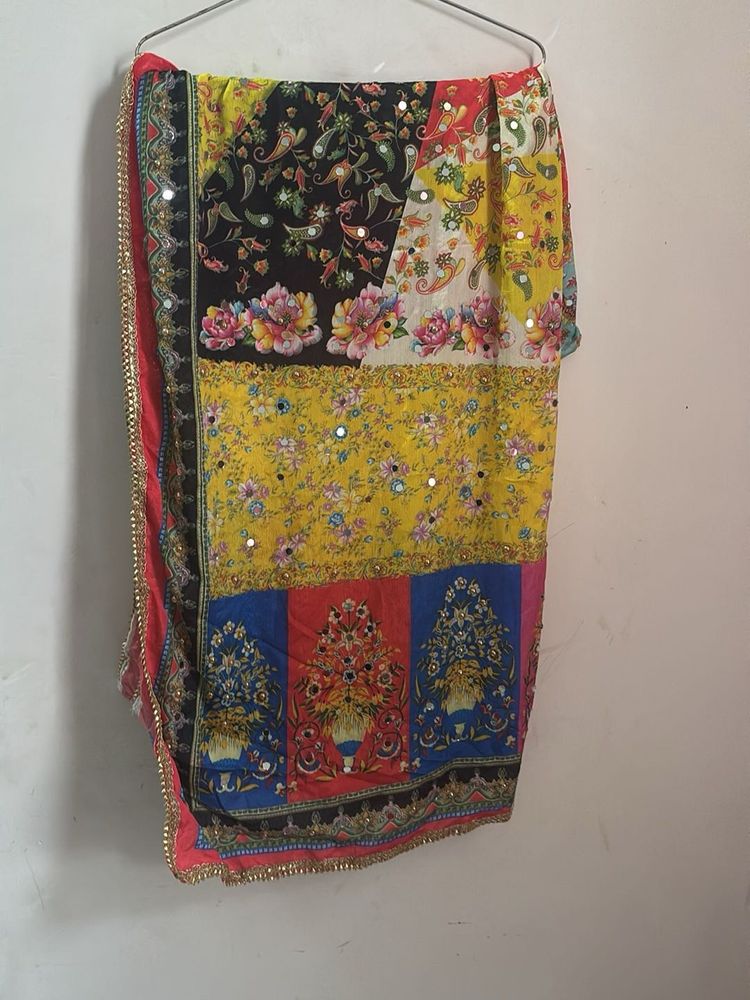 Colorful Dupatta with Mirror Work