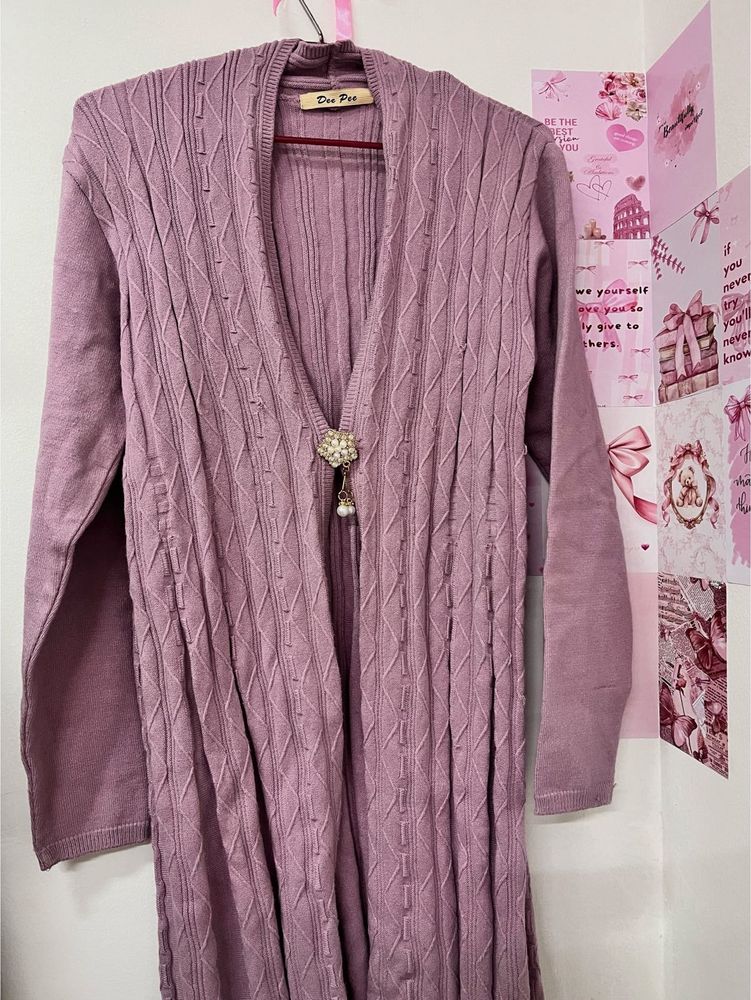 Elegant Lavender Knit Cardigan