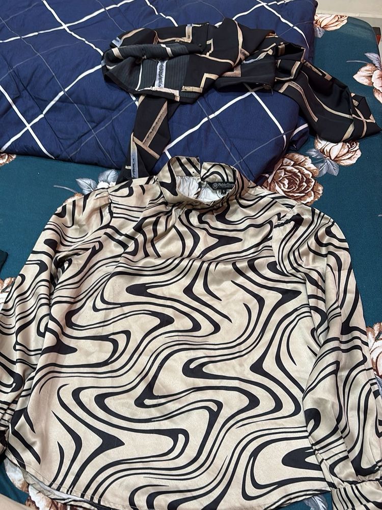 Patterned Mock Neck Top