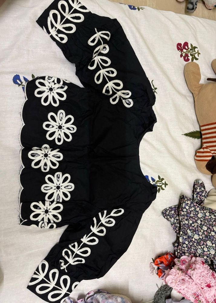 Embroidered Black Blouse