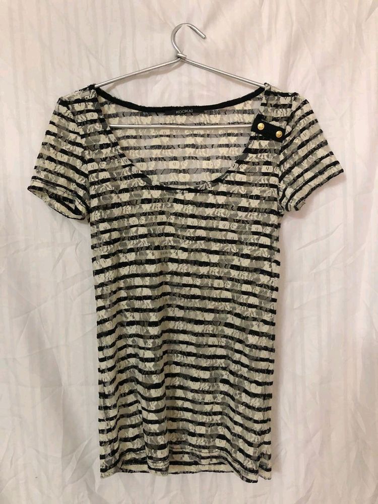 KOOKAI Short Sleeve Lace T Shirt