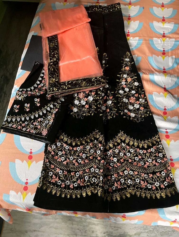 Elegant Black Embroidered Lehenga Choli (CA)
