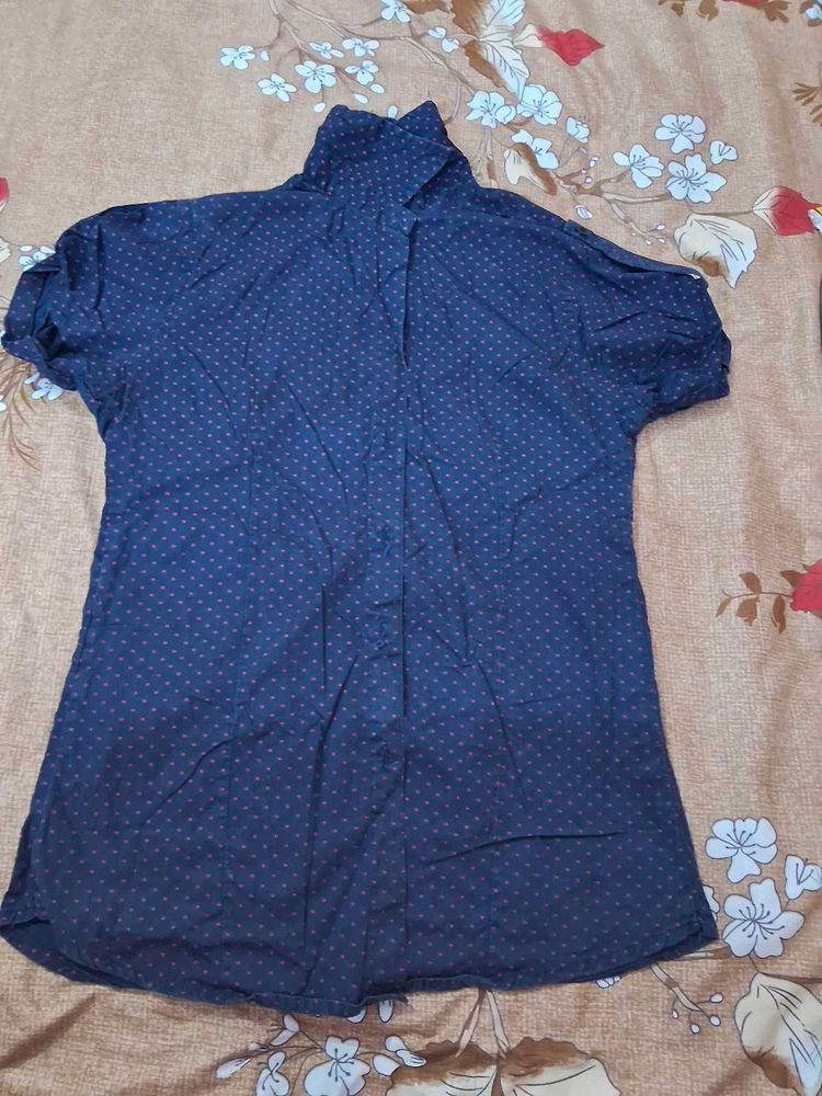 Navy Blue Polka Dot Shirt