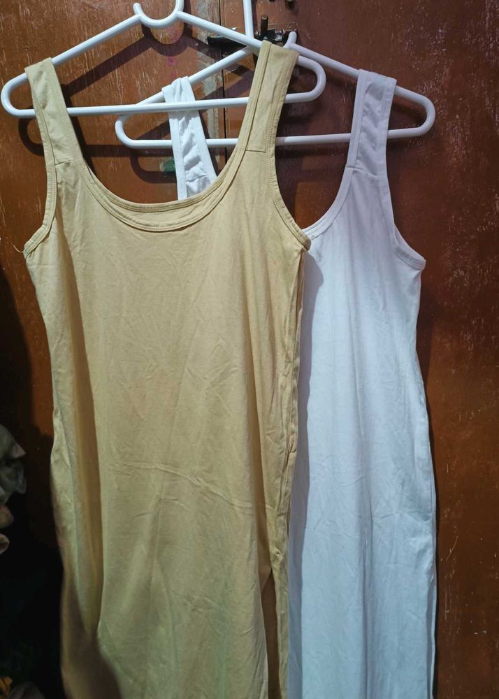 Comfy Tank Dress Set(white and beige)