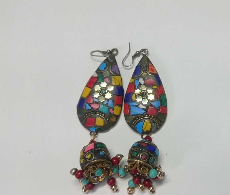 multiple colour  pearl with mirror beautiful earri