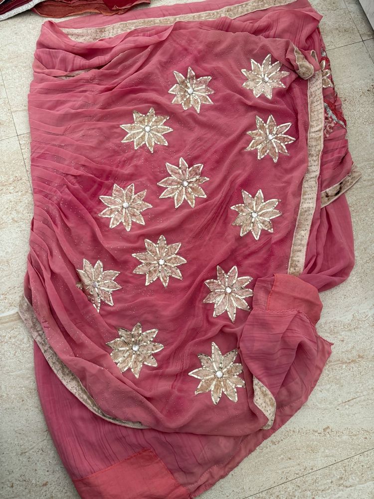 Elegant Pink Floral Saree