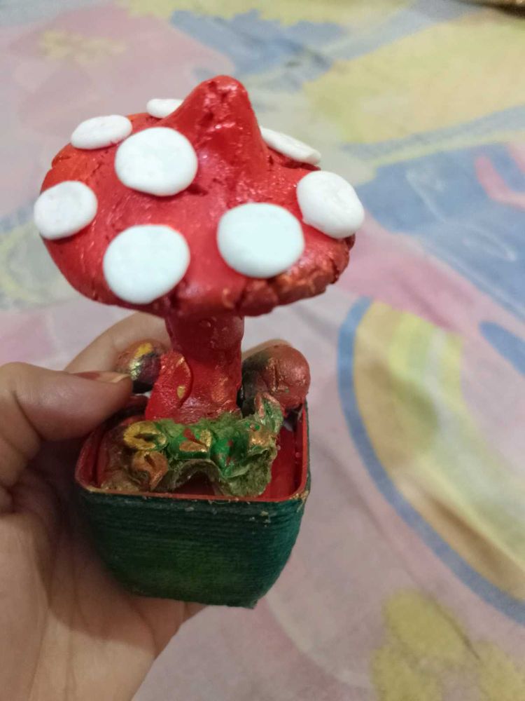 Red And White Cute Mashroom Showpiece With Freebie