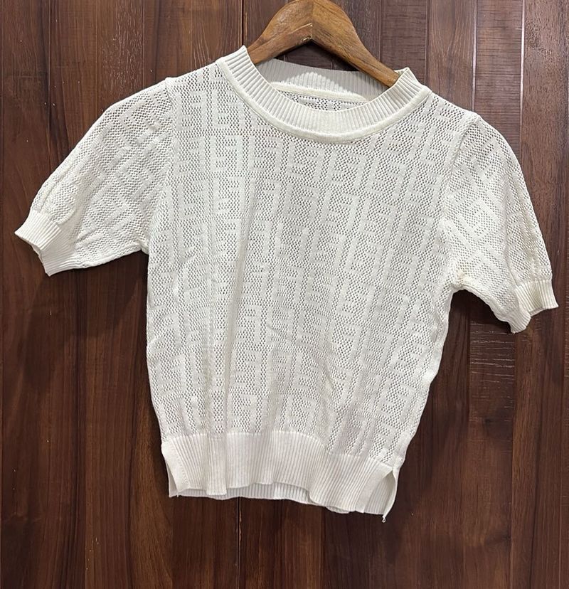Stylish White Knit Top