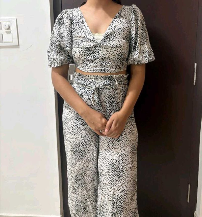 Classic Cord Set Crop Top And Flared Pants