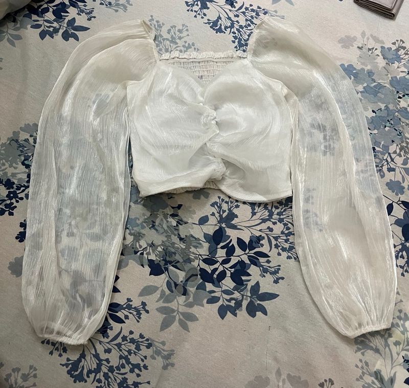 Sheer Puff Sleeve Top