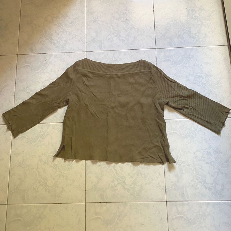 Olive Green Ribbed Top