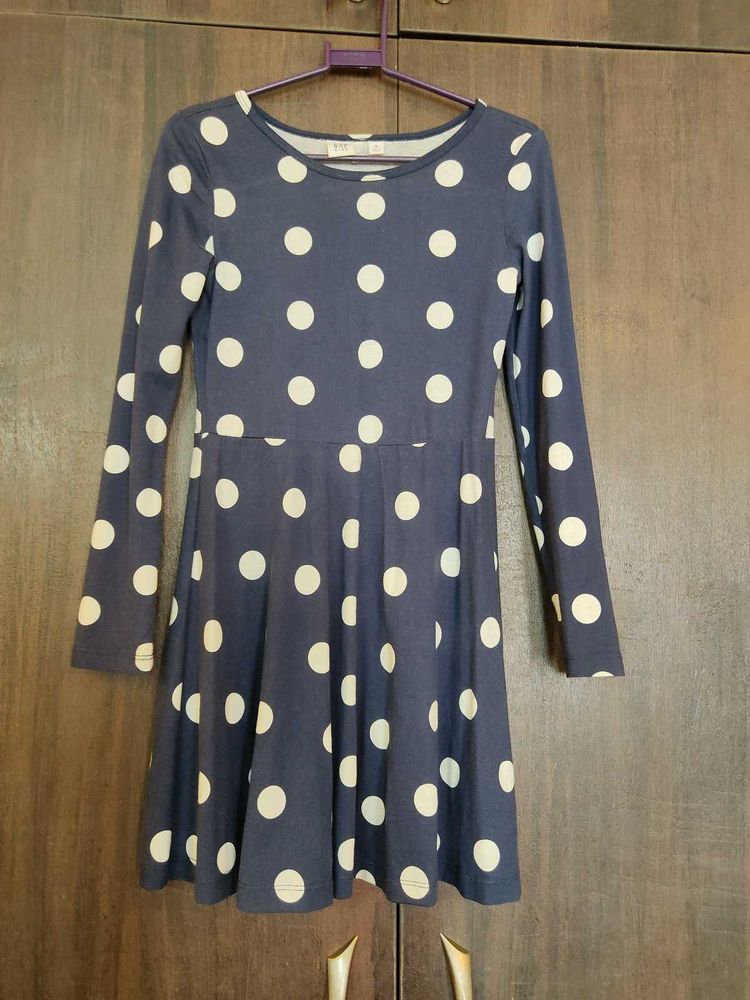 Blue And White Casual Dress For Girls.
