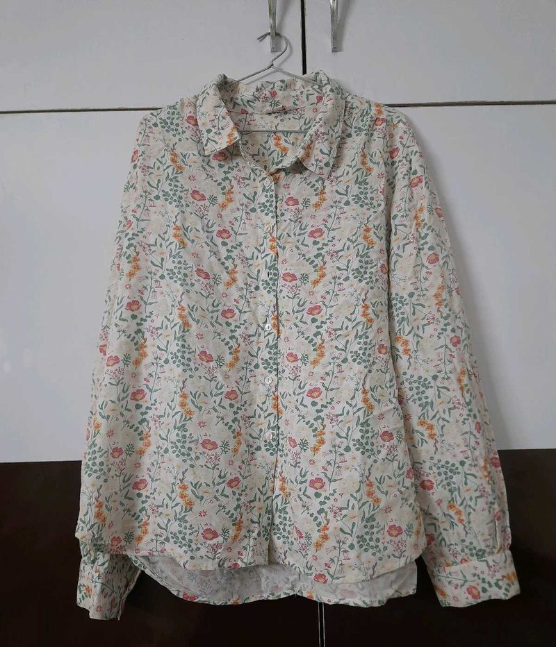 Plus Size White Floral Shirt