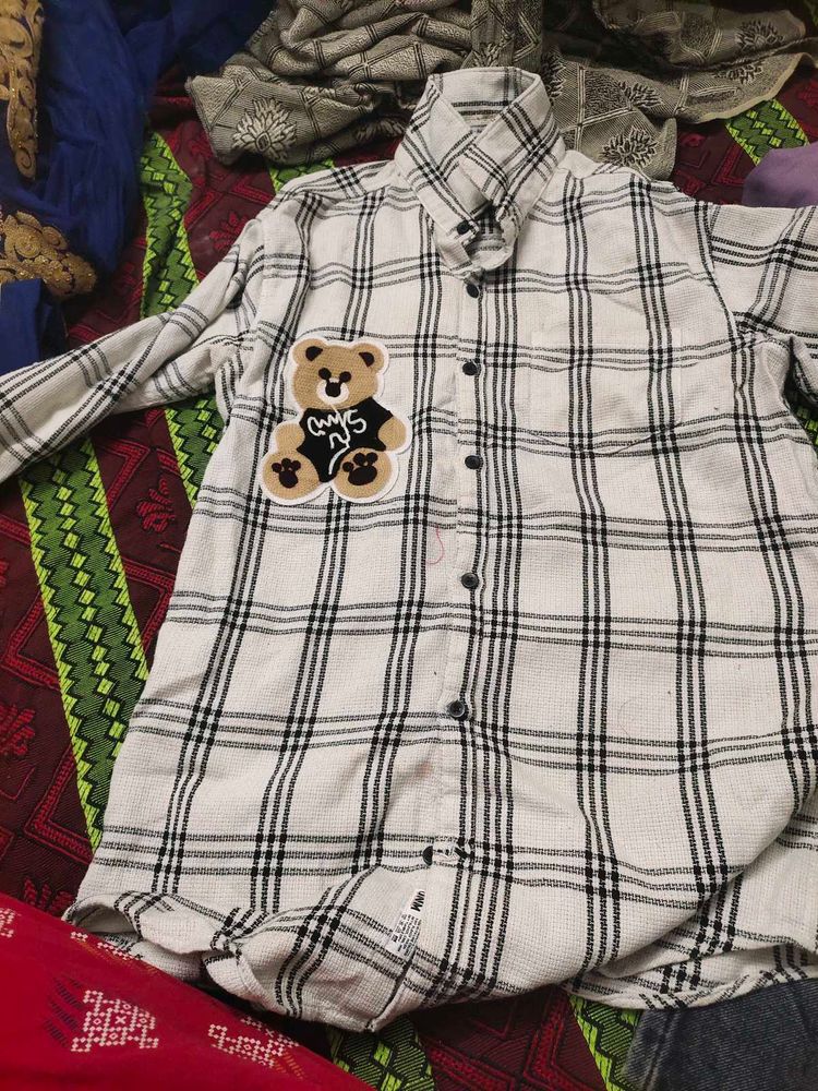 Checkered Shirt w/ Bear Patch