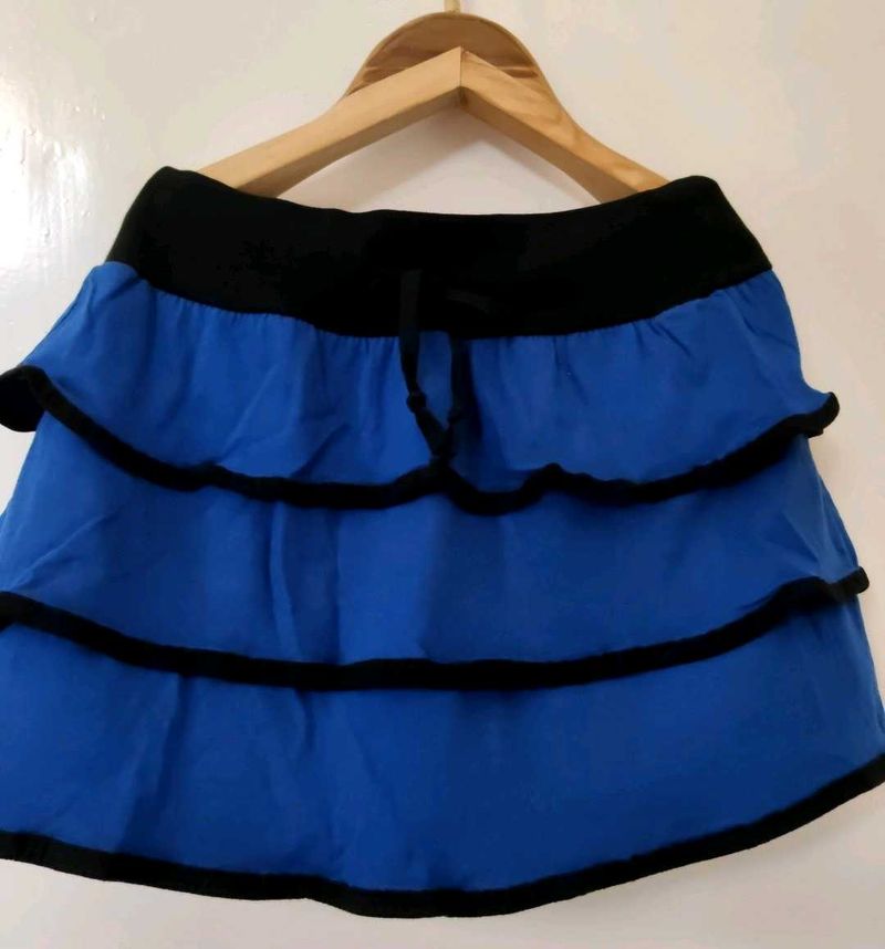 Blue Tiered Mini Skirt