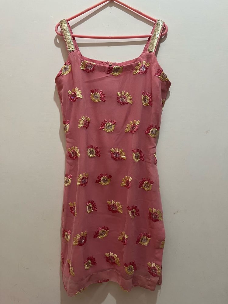 Pink Embroidered Kurta Set