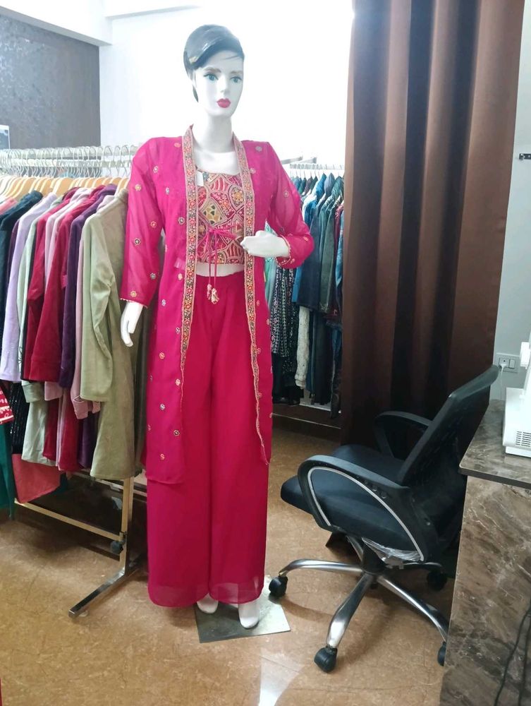 Party Wear Choli Plazzo Shrug Set