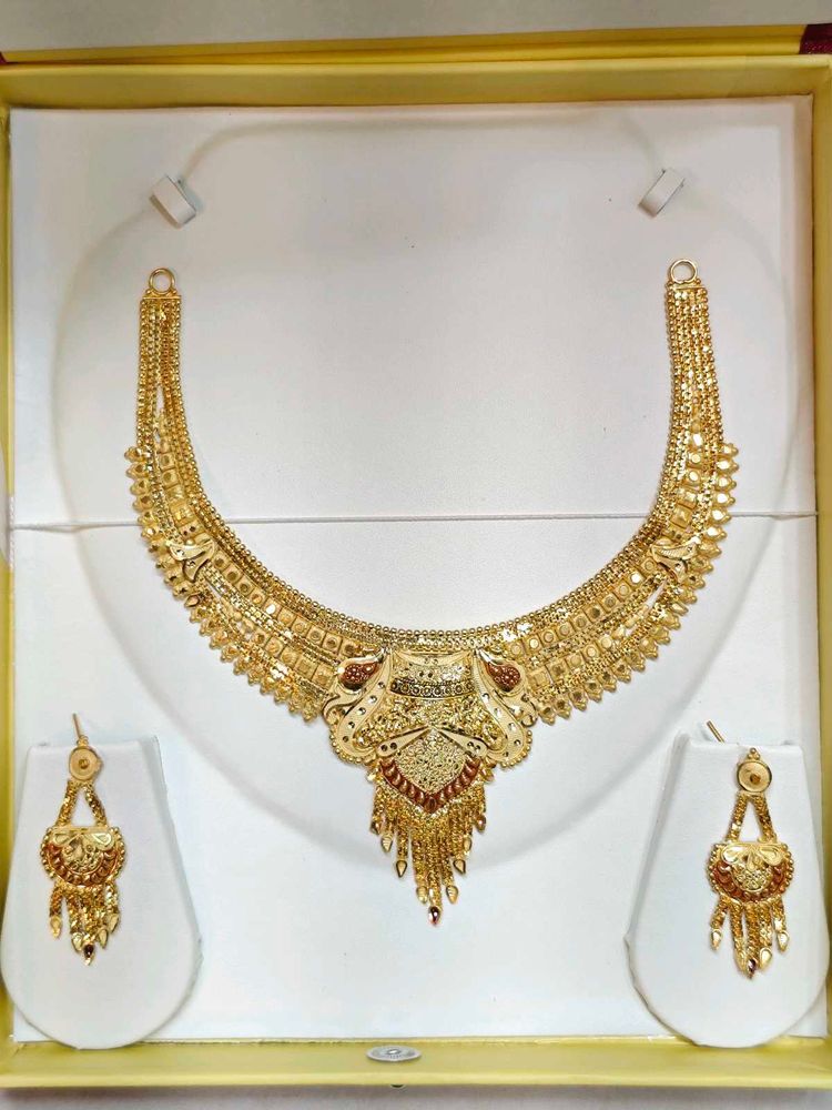 1 Gram Gold Plated Traditional Bridal Necklace Set